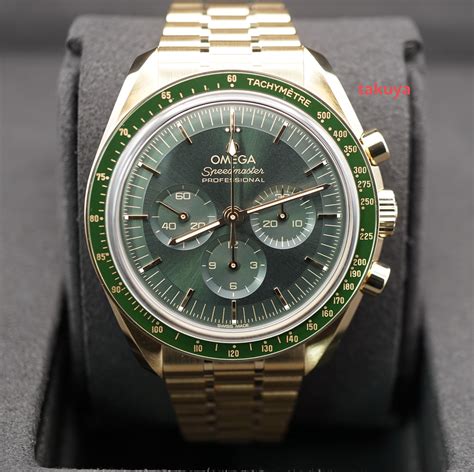 omega gold green speedmaster|Omega Speedmaster green face.